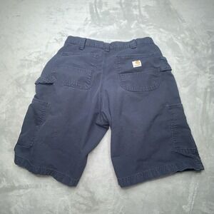 Carhartt Cargo Shorts Mens 30 Navy Blue Canvas Workwear Utility Pockets